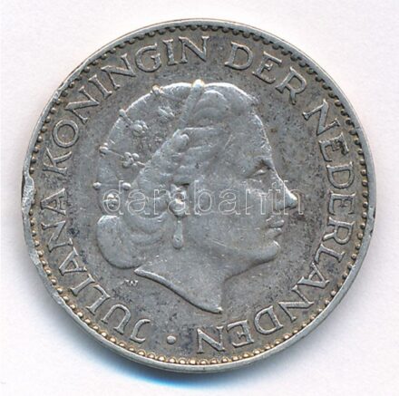 Hollandia 1955. 1G Ag 'I. Julianna' T:2 ph., patina Netherlands 1955. 1 Gulden Ag 'Juliana' C:XF edge error, patina Krause KM#184