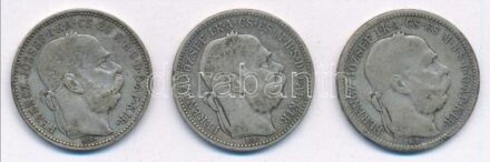 1893KB-1896KB 1K Ag 'Ferenc József' (3xklf) T:3 patina Adamo K5