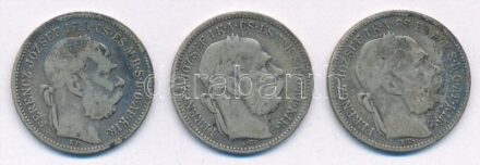 1893KB-1895KB 1K Ag 'Ferenc József' (3xklf) T:3 patina Adamo K5