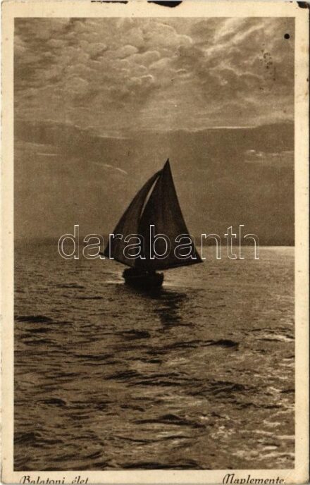 1924 Balaton, naplemente, vitorlás (EK)