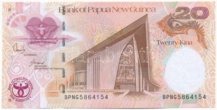 Pápua Új-Guinea 2008. 20K 'BPNG5864154' '35 éves a Pápua Új-Guinea Bank' emlékkiadás T:II hajtatlan Papua New Guinea 2008. 20 Kina 'BPNG5864154' '35th Anniversary - Bank of Papua New Guinea' commemorative issue C:XF unfolded Krause P#36