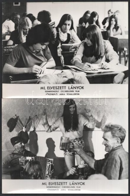 cca 1972 ,,Mi elveszett lányok' című csehszlovák film jelenetei és szereplői, 13 db vintage produkciós filmfotó, ezüst zselatinos fotópapíron, 18x24 cm