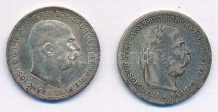 Ausztria 1893-1915. 1K Ag 'I. Ferenc József' (2xklf) T:2-3 patina Austria 1893-1915. 1 Corona Ag 'Franz Joseph I' (2xdiff) C:XF-F patina Krause KM#2804,2820