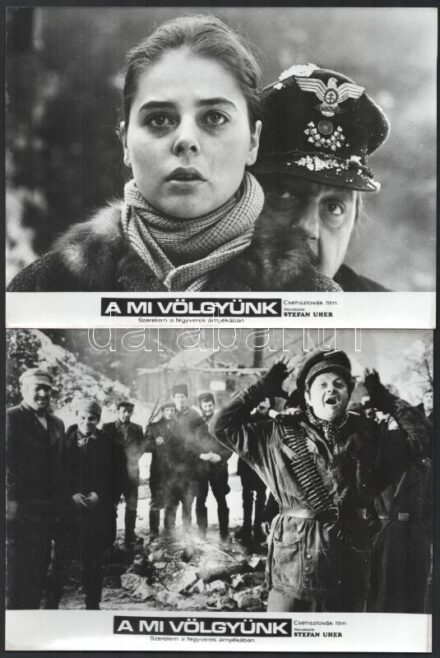 cca 1975 ,,A mi völgyünk' című csehszlovák film jelenetei és szereplői, 13 db vintage produkciós filmfotó, ezüst zselatinos fotópapíron, 18x24 cm