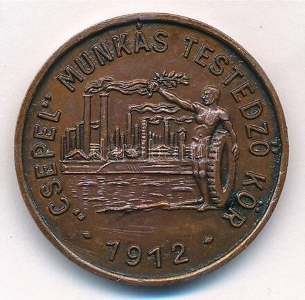 ~1950. 'Csepel Munkás Testedző Kör' kétoldalas Br díjérem (30mm) T:1-