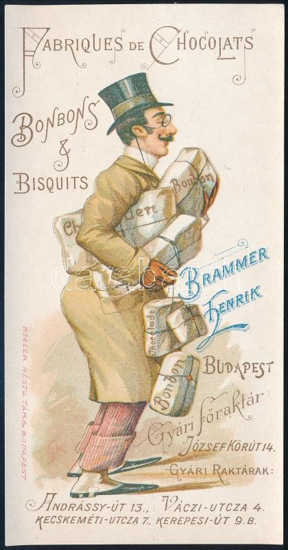 Brammer Henrik Fabriques de Chocolats litho számolócédula