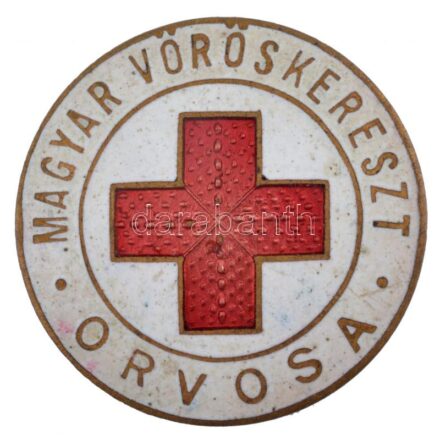 DN 'Magyar Vöröskereszt Orvosa' zománcozott bronz jelvény (22mm) T:1-