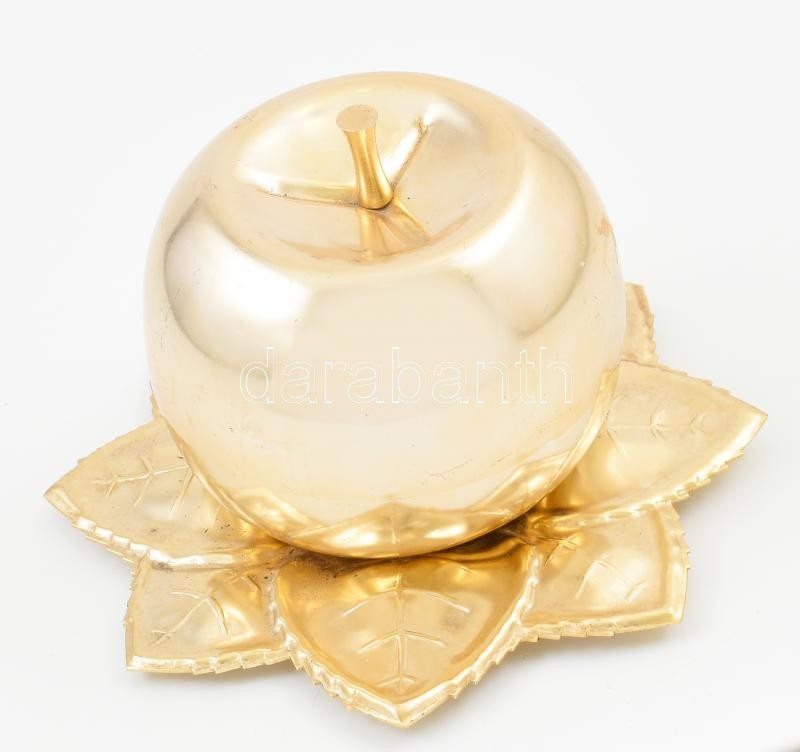 Retro italos készlet fém alma, benne 6 db pálinkás pohárral. d: 12 cm