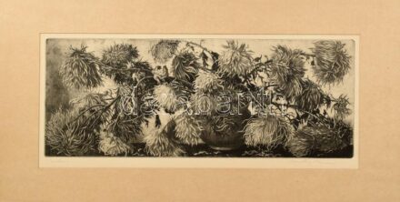 Hertay Mária (1932-2018): Csokor. Rézkarc, papír, jelzett. Paszpartuban. 22x57,5 cm
