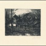 Szűcs János (1917-1995): Táj, 1966. Rézkarc, papír, jelzett, hátoldalán számozott (183/200), 6×8 cm - Image 2