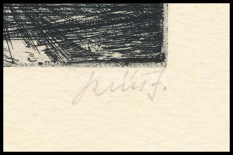 Szűcs János (1917-1995): Táj, 1966. Rézkarc, papír, jelzett, hátoldalán számozott (183/200), 6×8 cm - Image 3