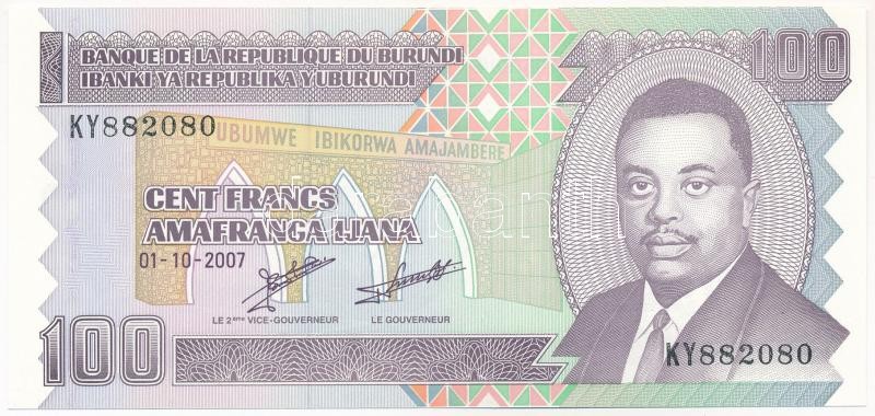 Burundi 2007. 100Fr 'KY 882080' T:I Burundi 2007. 100 Francs 'KY 882080' C:UNC Krause P#37f