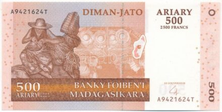 Madagaszkár 2004. 500A / 2500Fr 'A 9421624 T' T:I Madagascar 2004. 500 Ariary / 2500 Francs 'A 9421624 T' C:UNC Krause P#88