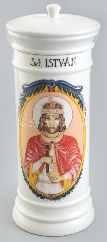 Szent István, porcelán patikaüveg, jelzett, hibátlan, m: 25 cm