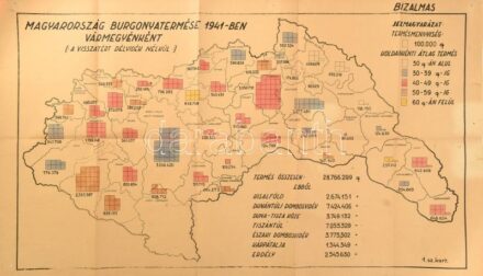 1941 Magyarország burgonyatermése 1941-ben, bizalmas felirattal, javítással, 99x60 cm