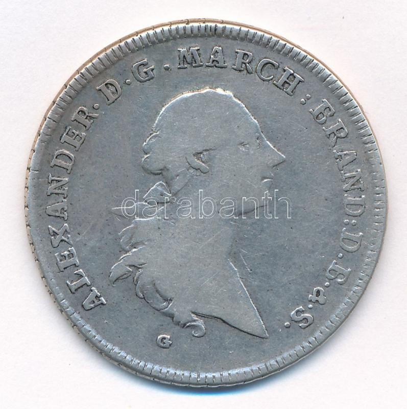 Német Államok / Brandenburg-Ansbach 1767G/S-KK Tallér Ag 'Christian Friedrich Karl Alexander' Schwabach (27,61g) T:3 juszt., patina / German States / Prussia 1767G/S-KK Thaler Ag 'Christian Friedrich Karl Alexander' Schwabach (27,61g) C:F