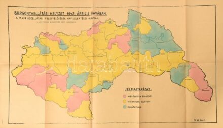 1942 Burgonyaellátási helyzet 1942 április havában, szélein lyukak, 100x60 cm