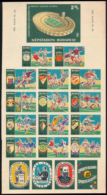 1961 Sport témájú gyufacímke, 2 teljes ív, két különféle színben