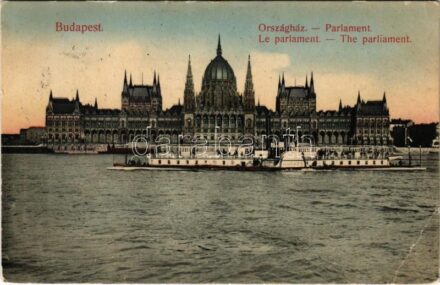 1911 Budapest V. Országház, Parlament, 'Hattyú' gőzüzemű ingahajó (EB)