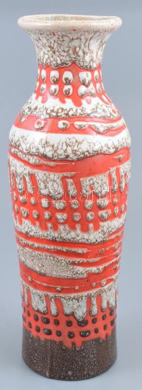 Retró váza, kerámia, jelzés nélkül, kopásnyomokkal, m: 33 cm