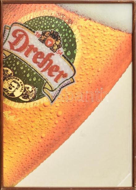 Cca. 1990 Dreher reklám tükör, keretben, hibátlan. Kereten sérülés. 59x42 cm
