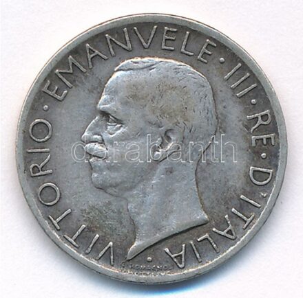 Olaszország 1927R 5L Ag 'III. Viktor Emánuel' T:2 patina Italy 1927R 5 Lire Ag 'Vittorio Emanuele III' C:XF patina Krause KM#67.1