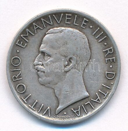 Olaszország 1927R 5L Ag 'III. Viktor Emánuel' T:2,2- patina Italy 1927R 5 Lire Ag 'Vittorio Emanuele III' C:XF,VF patina Krause KM#67.1