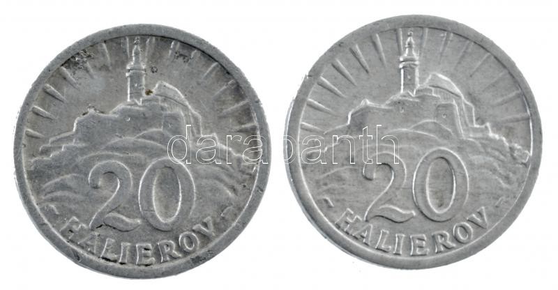 Szlovákia 1942-1943. 20h Al (2xklf) T:1-,2 ph. Slovakia 1942-1943. 20 Halierov Al (2xdiff) C:AU,XF edge error Krause KM#4a - Image 2
