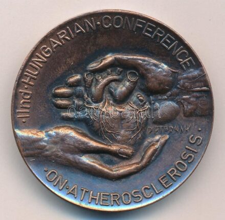 Peternák Gusztáv (1928-2003) 1969. 'II. Magyar Atherosclerosis Konferencia - Esztergom' kétoldalas Br emlékérem (45mm) T:1- ph