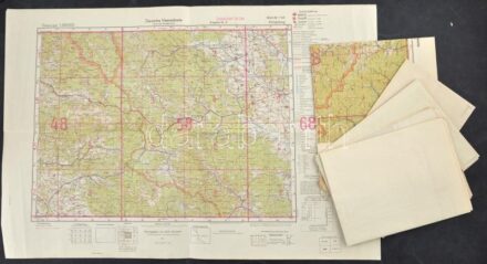 1940-1944 Deutsche Heereskarte Osteuropa sorozatának 7db katonai térképe: Munkács, Kassa, Segesvár, Kimpolung, Krakkó, Debrecen, Lőcse, jó állapotban, különböző méretben