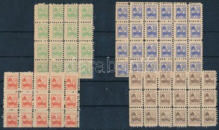 1930 'Gyermekposta' sor 1f, 2f, 5f, 10f összefüggésekben, Gyermek autóból levelet ad fel, összesen 73 db bélyeg Balázs 93.8