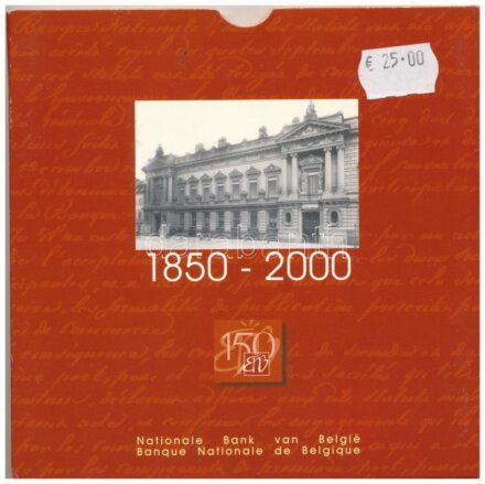 Belgium 2000. 50c - 50Fr (10xklf, 5x vallon, 5x flamand) forgalmi sor + 'A belga Nemzeti Bank alapításának 150. évfordulója' emlékveret szettben, karton dísztokban T:1 kis patina, a tok pár helyen sérült Belgium 2000. 50 Centimes - 50