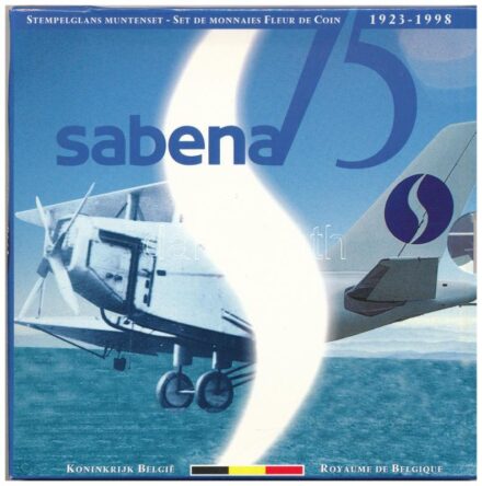 Belgium 1998. 50c - 50Fr (10xklf, 5x vallon, 5x flamand) forgalmi sor + 'A Sabena belga légitársaság alapításának 75. évfordulója' emlékveret szettben, karton dísztokban T:1 kis patina, pár helyen a tok benyomódott Belgium 1998. 50