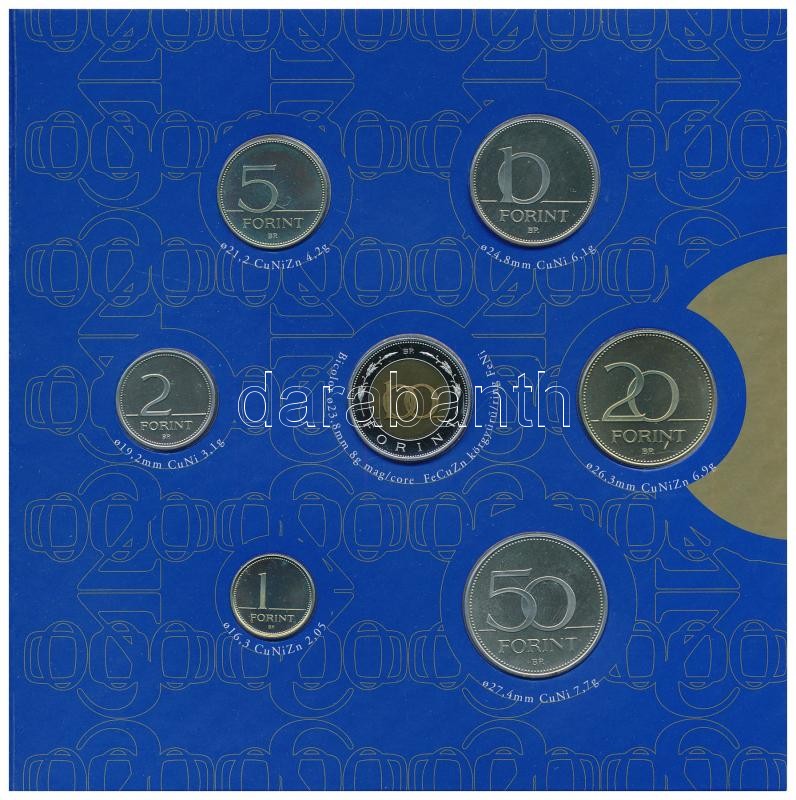 2000. 1Ft-100Ft (7xklf) forgalmi sor szettben + '200Ft Millenium', belső tok ragasztása kissé elengedett T:PP patina Adamo FO33.1 - Image 2