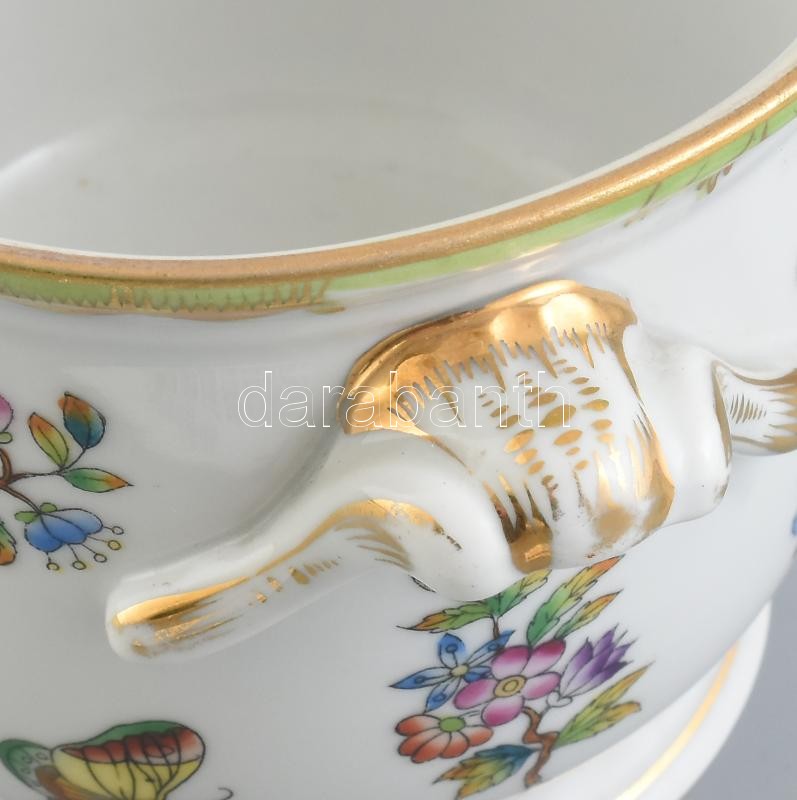 Herendi Viktória mintás kaspó, jelzett, hibátlan, m.9,5 cm, d:11 cm/ Herend porcelain pot with aries head - Image 2