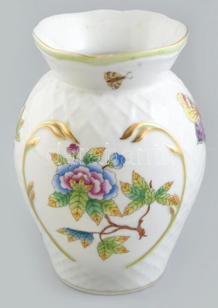 Herendi Viktória mintás, váza, kopásnyomokkal, jelzett. m: 15cm