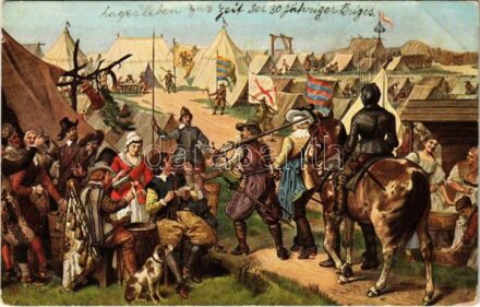 Lagerleben. Zur Zeit des Dreißigjährigen Krieges. T.S.N. Serie 721. (6 Dess.) / German folklore art postcard s: Prof. Wilh. Räuber (EB)