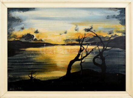 Szeleczki Lilla (1962-): Naplemente. Olaj, farost. Dekoratív fakeretben. 50x70 cm