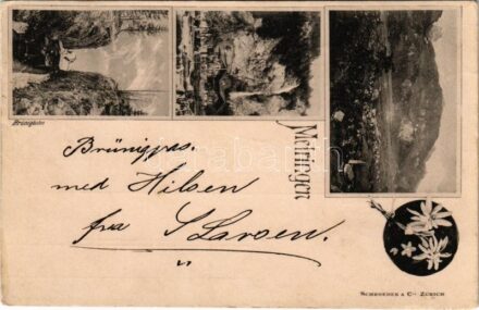 1900 Meiringen, Brünigbahn / general view, railway line, train (EK)