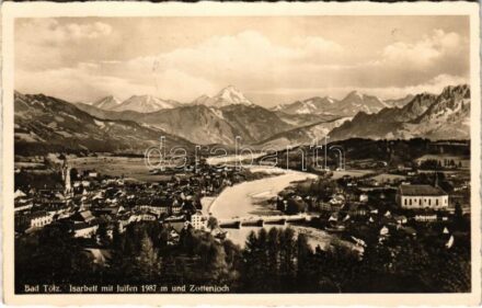 1936 Bad Tölz, Isarbett mit Juifen und Zottenjoch