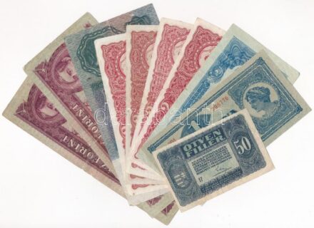 1915-1949. 10db-os Korona-, Pengő- és Forint bankjegytétel T:III,III-