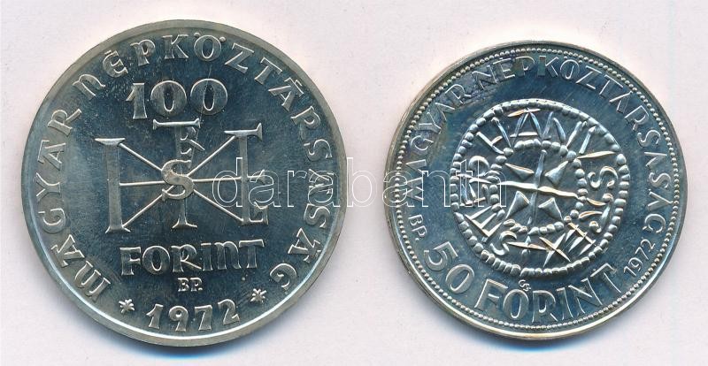 1972. 50Ft Ag + 100Ft Ag 'Szent István' pár T:BU Adamo EM38; EM39 - Image 2