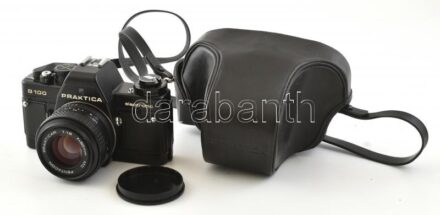 Praktica B100 fényképezőgép, objektívvel, eredeti tokjában