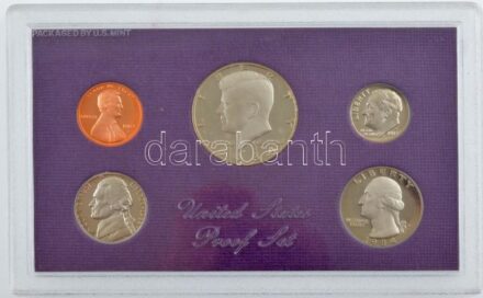 Amerikai Egyesült Államok 1984S 1c - 1/2$ (5xklf) proof szett eredeti műanyag dísztokban T:PP a külső karton kissé szakadt USA 1984S. 1 Cent -1/2 Dollar (5xdiff) 'United States Proof Set' in original plastic hardcase C:PP the outer