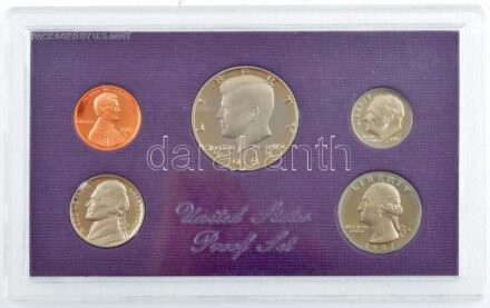 Amerikai Egyesült Államok 1987S 1c - 1/2$ (5xklf) proof szett eredeti műanyag dísztokban T:PP kis patina USA 1987S. 1 Cent -1/2 Dollar (5xdiff) 'United States Proof Set' in original plastic hardcase C:PP small patina