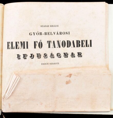 1847-1848-1849 'Zombath Imre tanulmányai, meghalt 849. mart 25. élete 9. évében.' Különféle írás és rajz tanulmányok, a végén '1847 Szabad Királyi Győr-Belvárosi Elemi Fő Tanoda ifjuságának érdem szerinti sorozata 1847. év