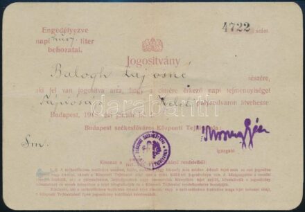 1918 Bp., Tejátvételre jogosító okmány