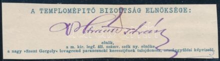 Strausz István (1865-1940) számvevőszéki elnök aláírása papírlapon