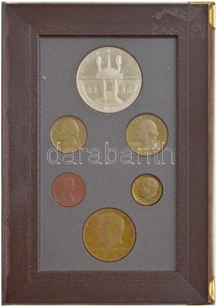 Amerikai Egyesült Államok 1984S 1c - 1$ (6xklf, közte Los Angeles-i olimpia Ag emlékkiadás) proof szett eredeti, könyv alakú dísztokban T:1- (PP) patina USA 1984S. 1 Cent -1 Dollar (6xdiff, with 1984 Olympics, Los Angeles Ag commemorative