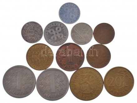 Finnország 1917-1983. 1p-5M (12xklf), közte 1917. 25p Ag T:2-3 Finland 1917-1983. 1 Penni - 5 Markkaa (12xdiff), within 1917. 25 Penniä Ag C:XF-F